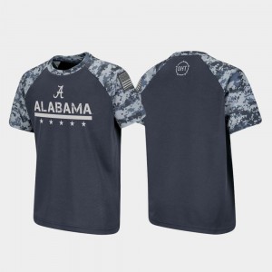 Alabama Crimson Tide Youth(Kids) T-Shirt Charcoal Raglan Digital Camo OHT Military Appreciation Alumni 777736-385